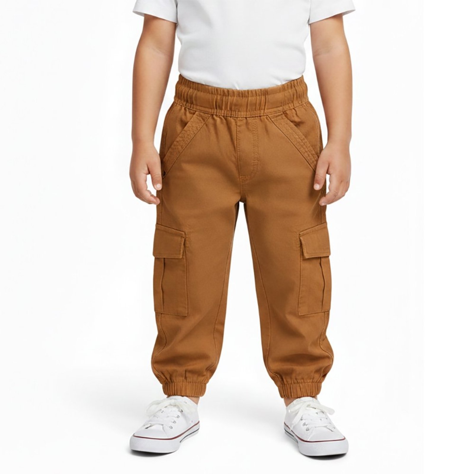 Infantil - Calça Look Jeans Jogger Cargo Ferrugem