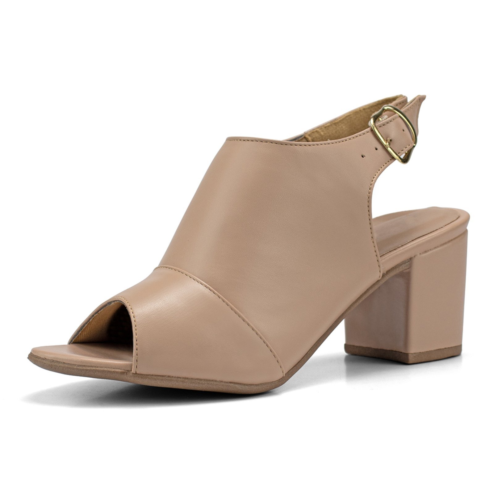 Tamanco Feminino Sandália Feminina Botinha Salto 6cm Navit Nude