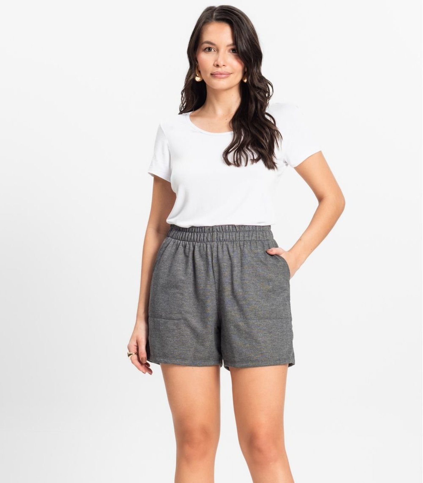 Vista 2 Shorts Moletinho Basic Rovitex Rovitex Básicos cinza Rovitex Básicos cinza