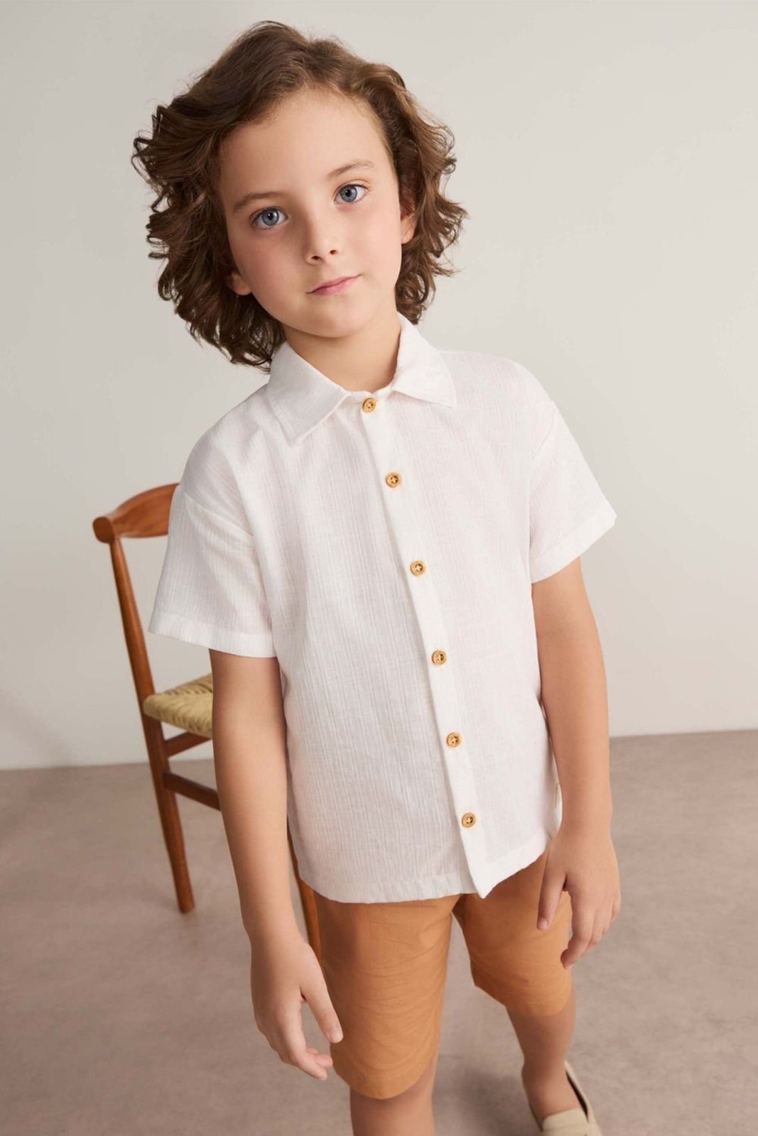 Infantil - Conjunto Menino Com Botões Colorittá Bege
