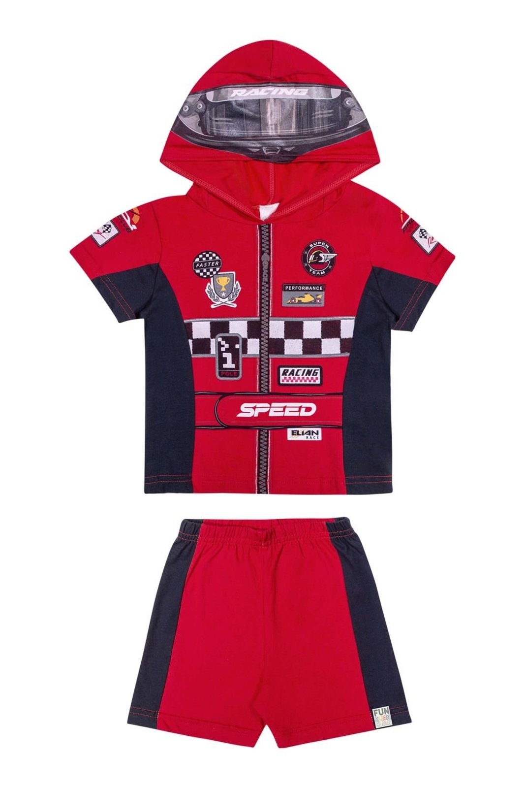Infantil - Conjunto Menino Fantasia Piloto Elian Vermelho
