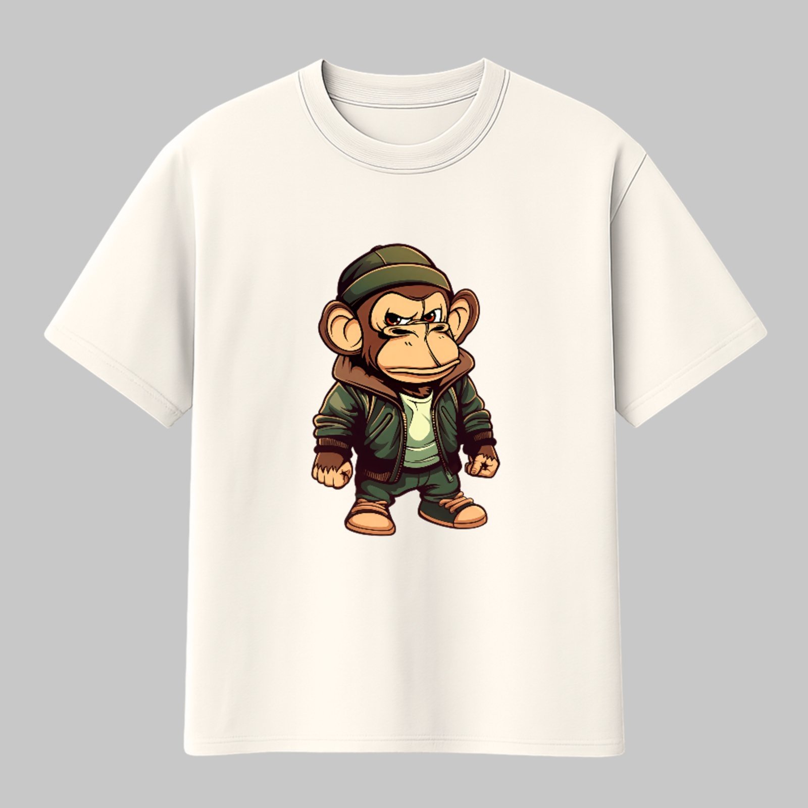 Camiseta Básica Monkey Street Style Urban Unissex Off White