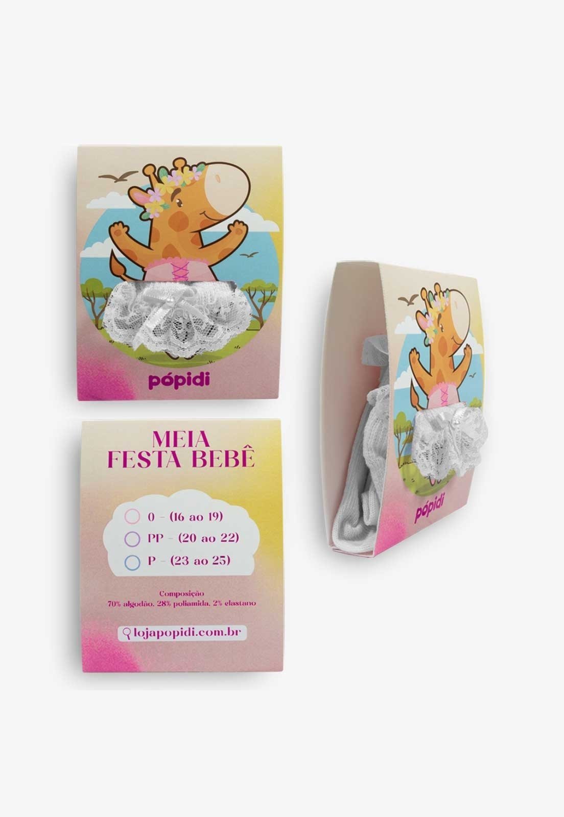 Vista 3 Meia Festa ópidi Renda Branca Pópidí branco Pópidí branco
