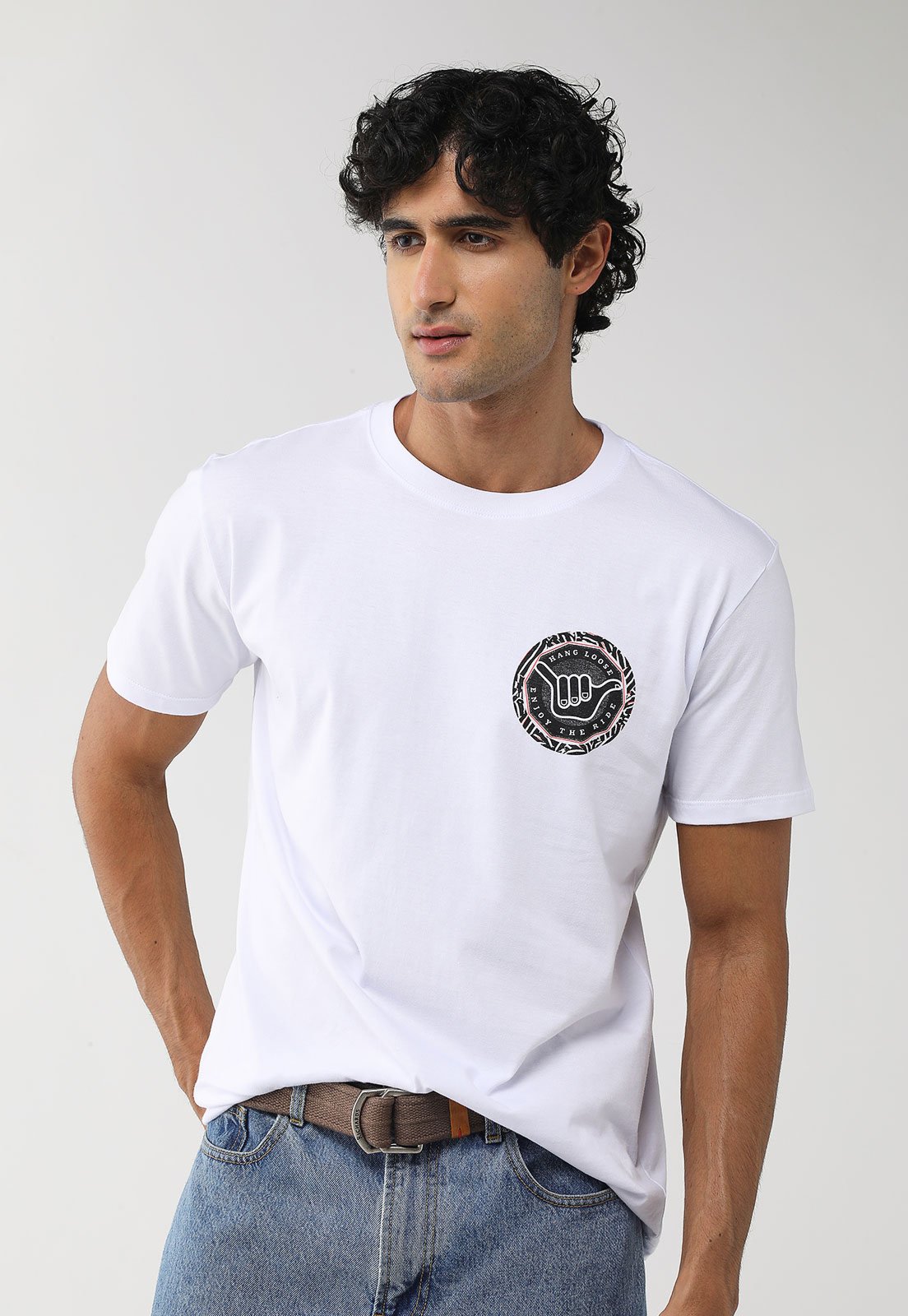 Camiseta Masculina Hang Loose Silk MC College Branca