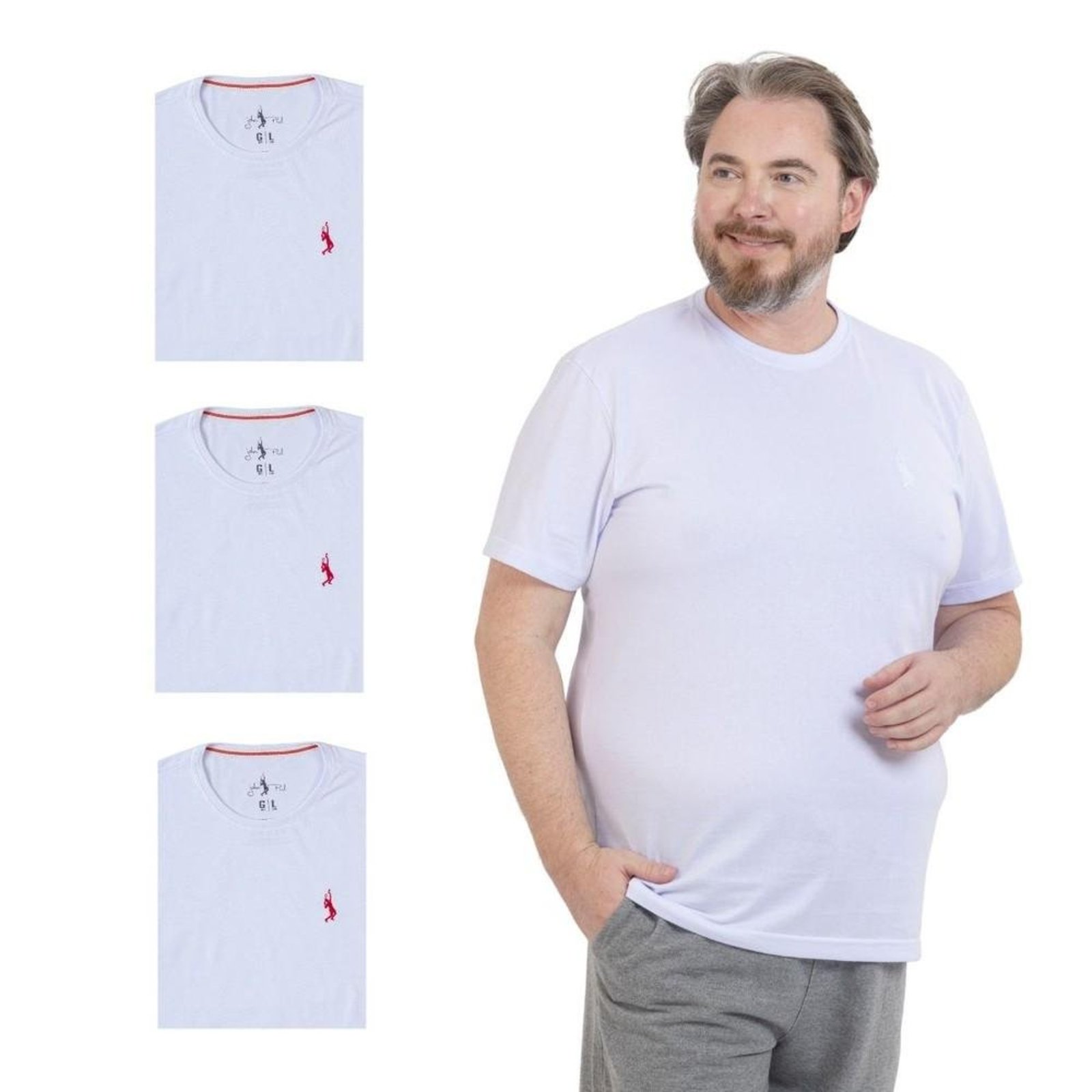 Kit 4 Camiseta Plus Size Básica Casual Masculina Confortável