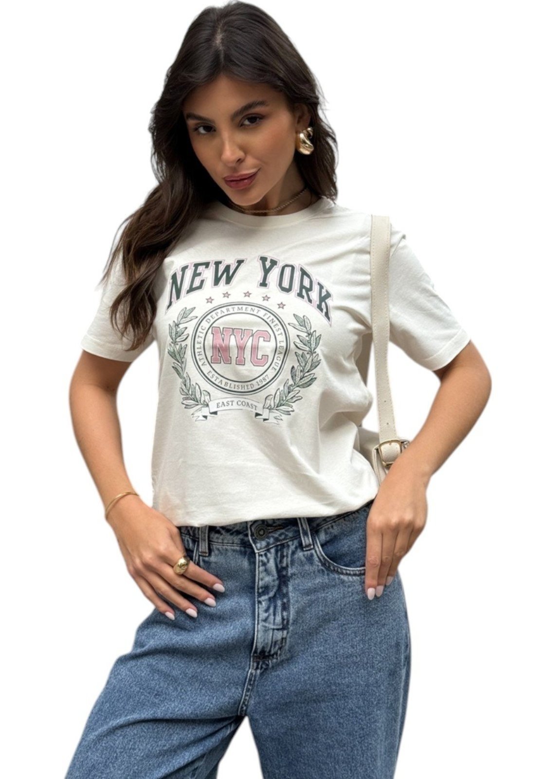 Camiseta Feminina Cianitas Off Estampa New York East Coast