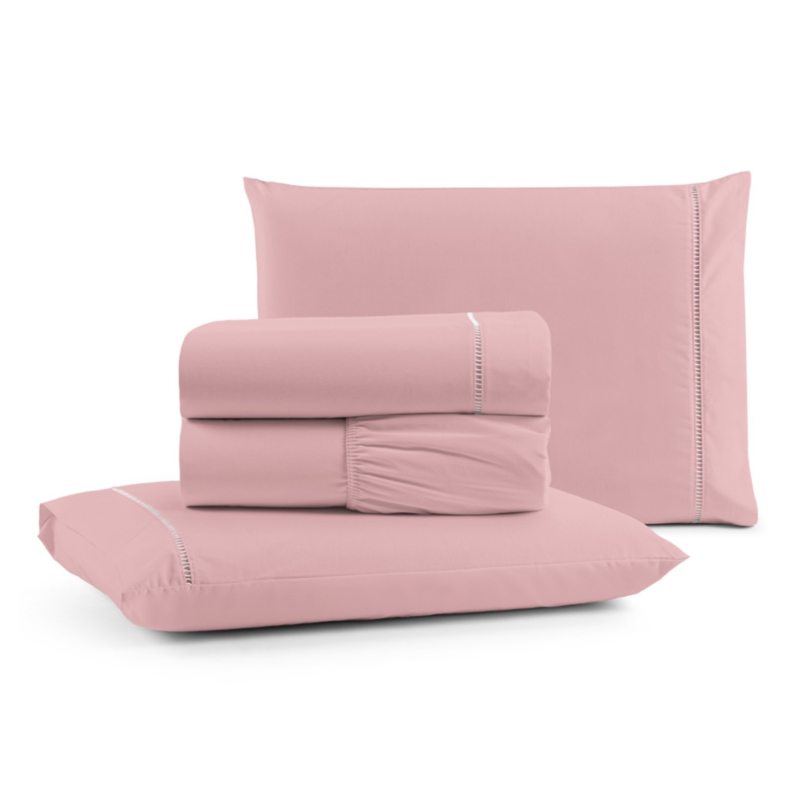 Jogo Cama Lençol Casa Scarpa Bali Casal Padrão Percal 180 Fios Algodão Ponto Palito 4 Peças - Rosa