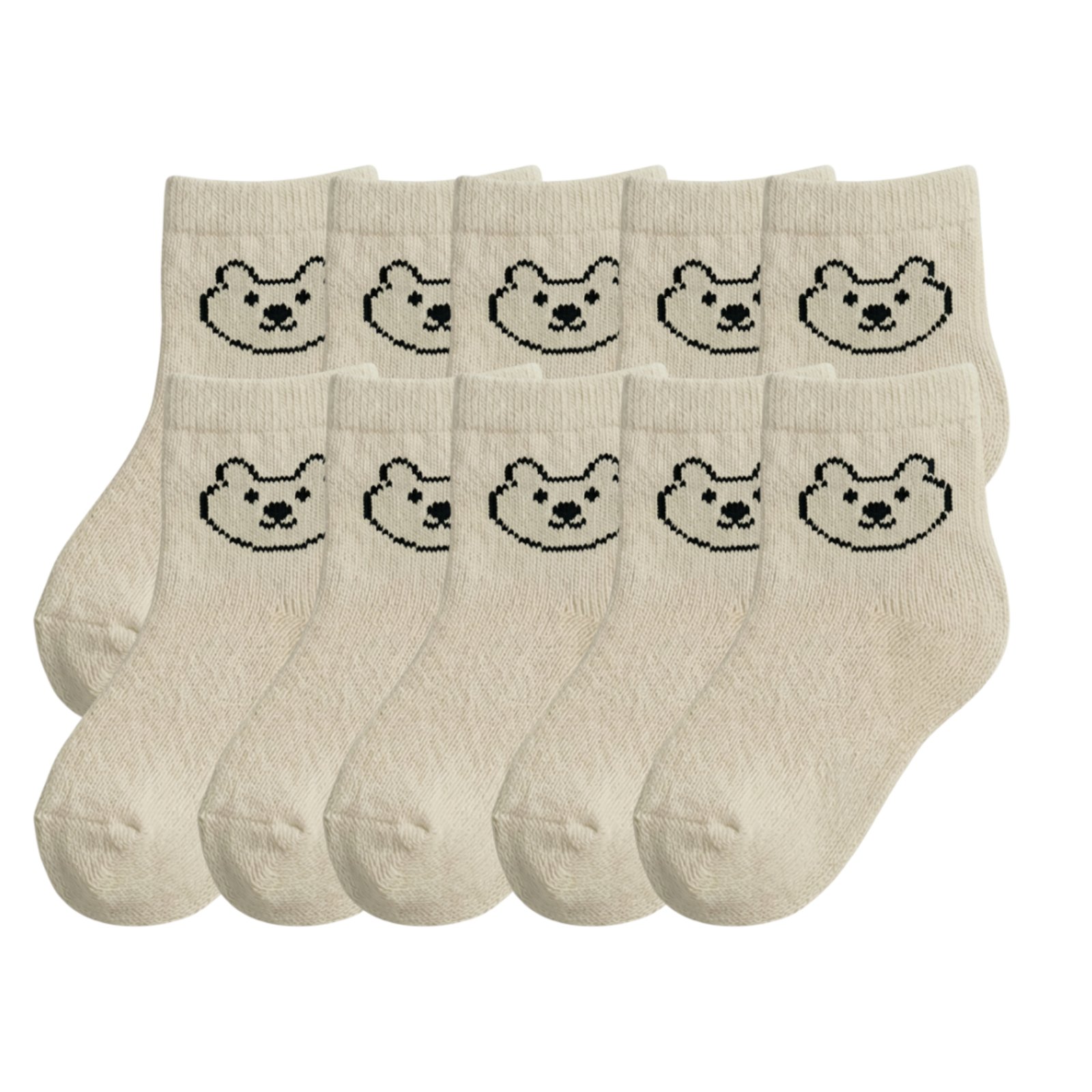 Kit 10 Pares de Meias QLC Sports Algodão Confort Creme