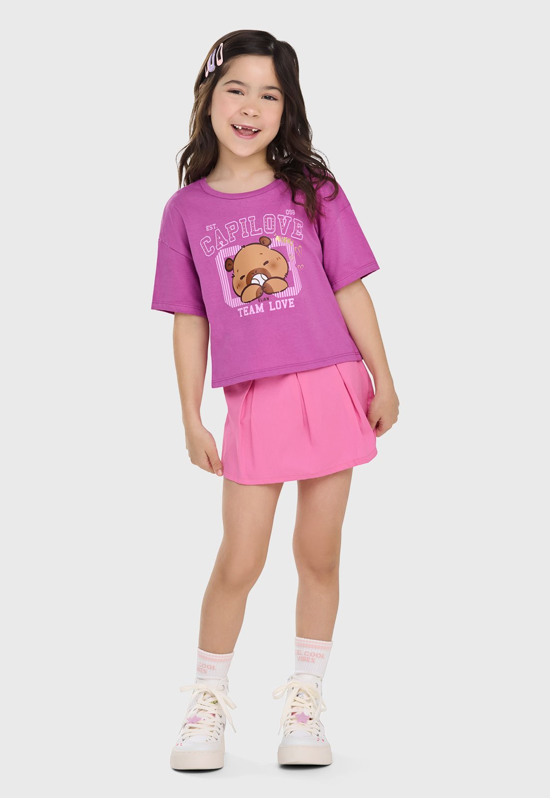 Infantil - Conjunto Elian Blusa Pregas Rosa