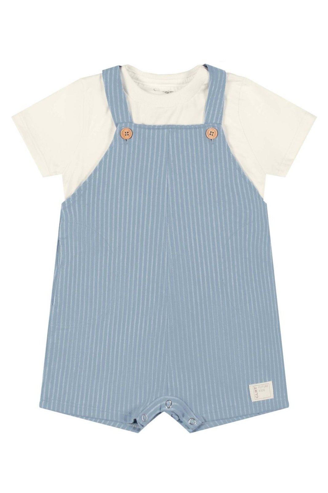Infantil - Conjunto Menino Jardineira Listrada Colorittá Azul