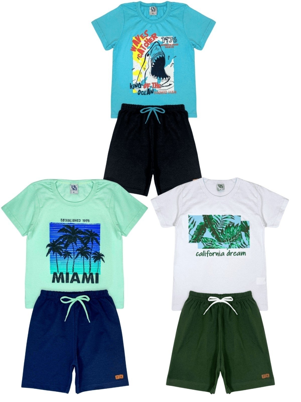 Vista 3 Infantil - Kit Sortido Platinum Peças de Roupas Menino Verão - 3 Camisetas + 3 Bermudas PLATINUM KIDS multicolorido PLATINUM KIDS multicolorido