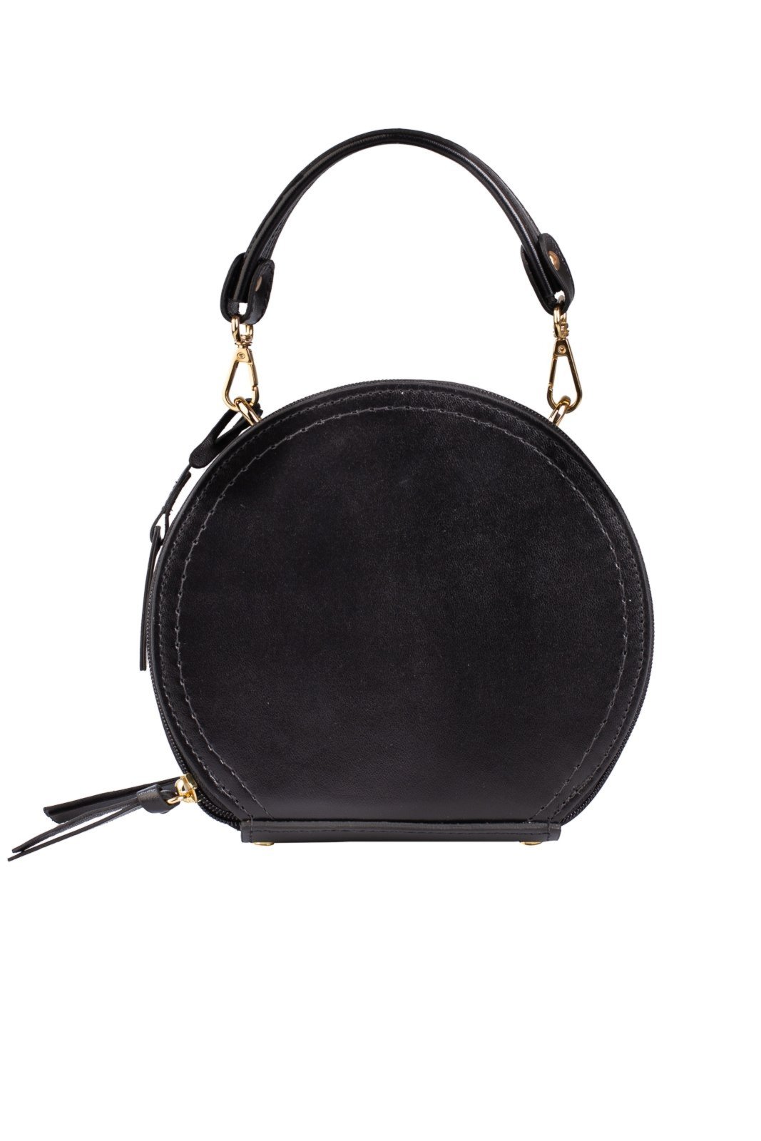 Mini Bolsa Bellaniz Redonda De Couro Liso Renata – Preto