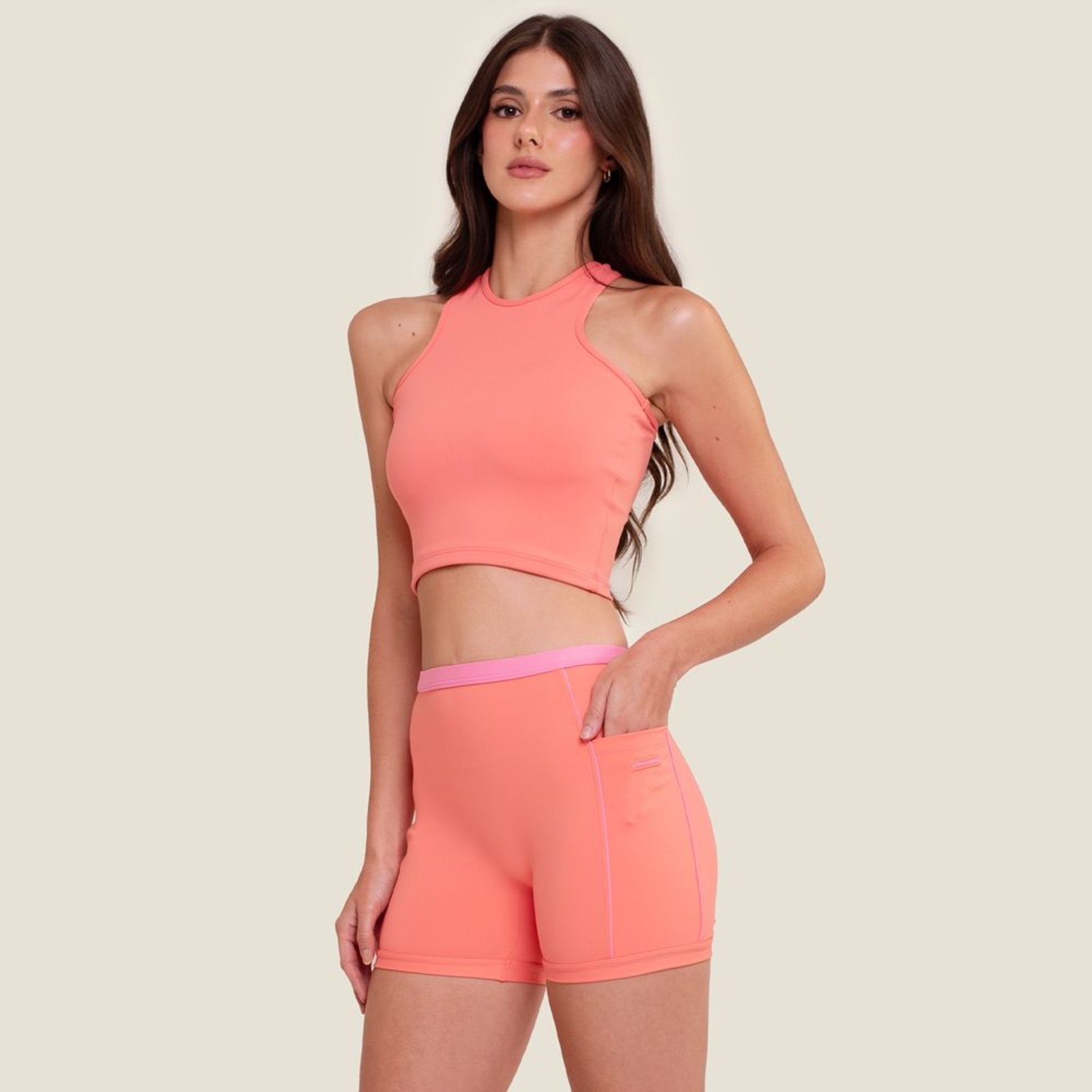 Short Horizon Coral Quente Poliamida Donna Carioca