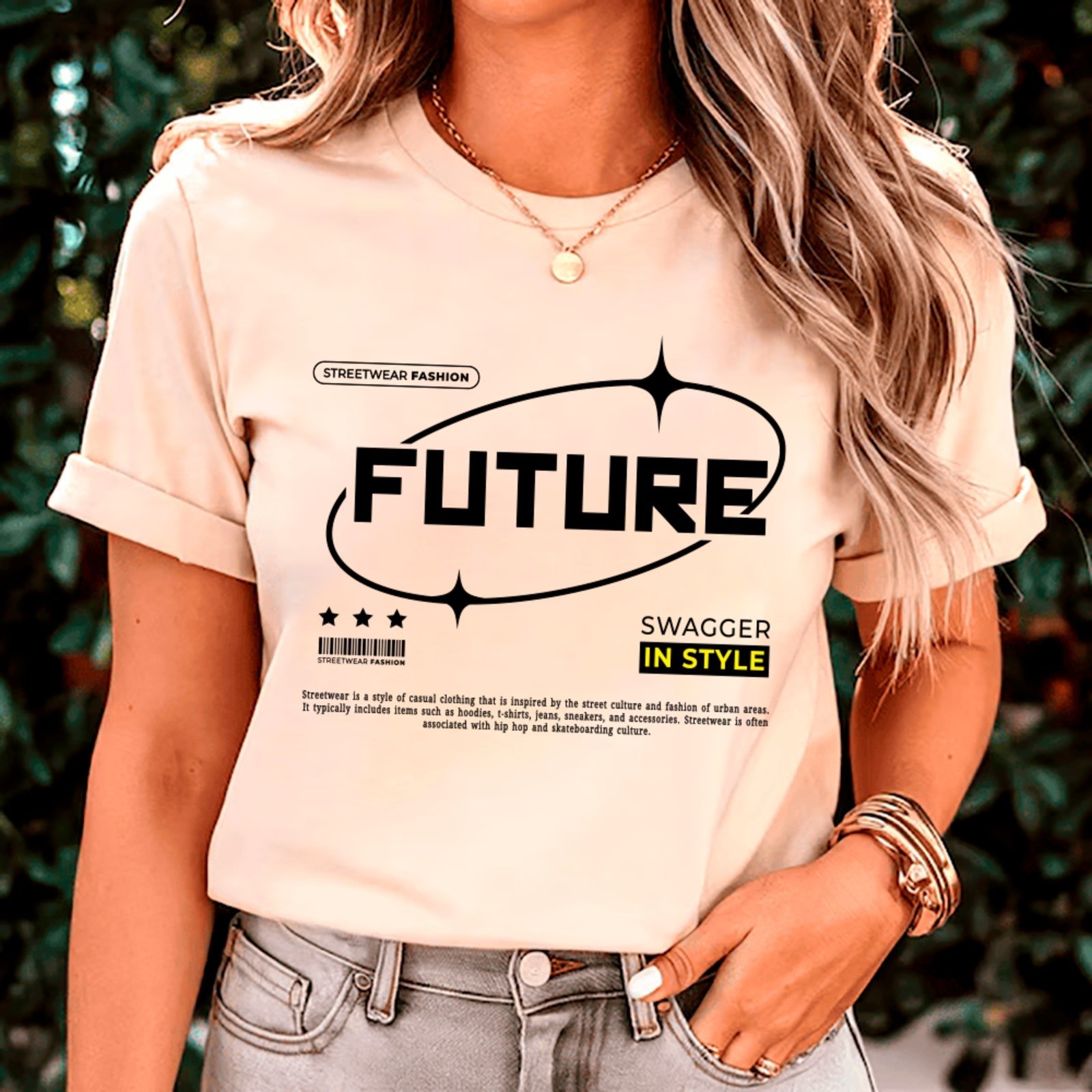 Camiseta Ousy Streetwear Fashion Future Swagger Oversized Off White