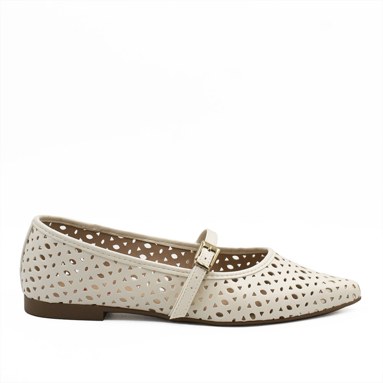 Sapatilha Bico Fino Zatta Lasercut Cecilia Off White
