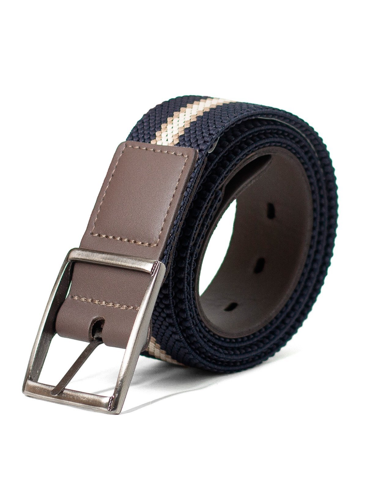 Cinto Masculino Fasolo Casual Elástico Couro Confortável Fivela Metálica Azul Marinho