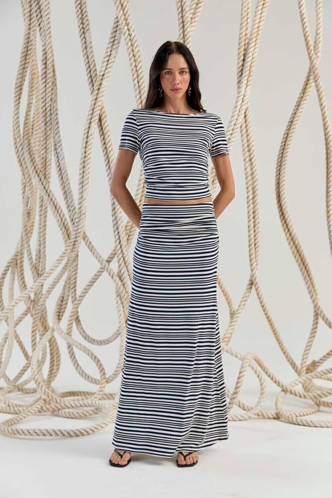 Saia De Listras Carlota Costa Azul