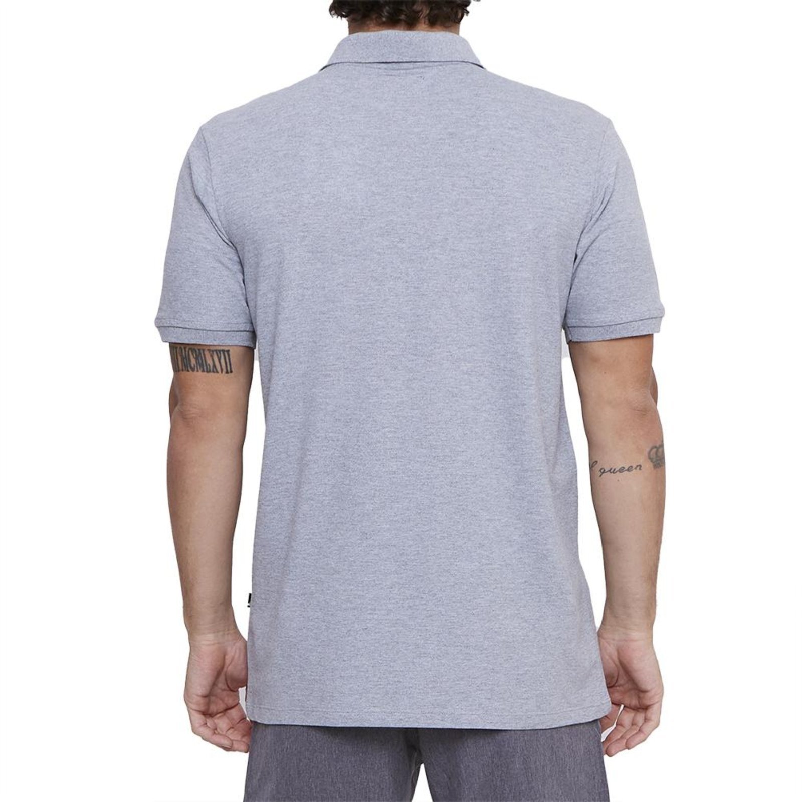 Camisa Quiksilver Polo Embroidery Piquet SM25 Cinza Claro