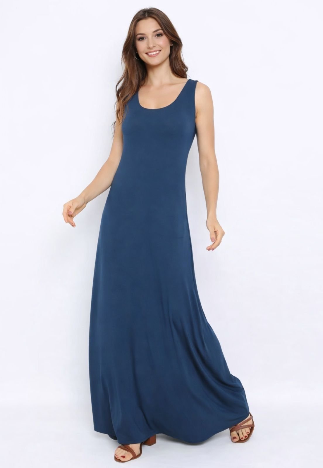 Vestido Maria Paes Longo de Bolso Marinho