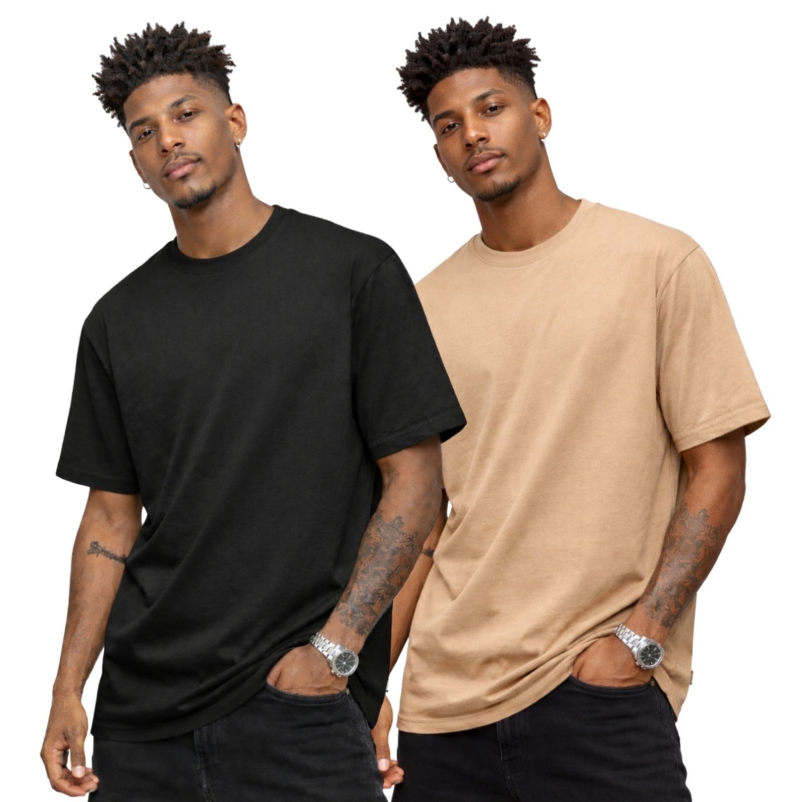 Kit 2 Camisa Masculina Camiseta Gola Redonda Lisa Algodão