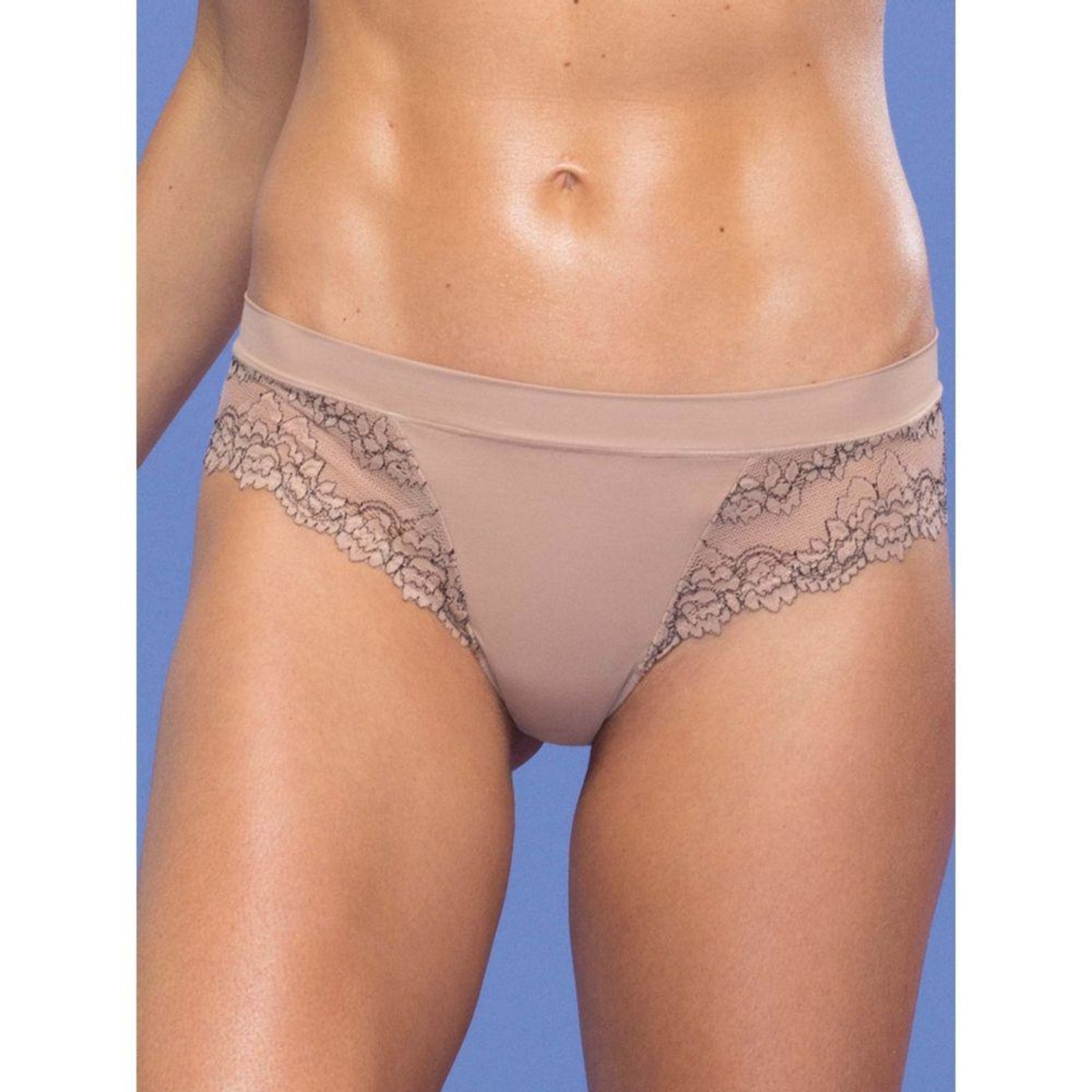 Vista 3 Calcinha Biquíni Microfibra Renda Première Signature Nude/Preto Preto Loungerie preto nude Loungerie preto nude
