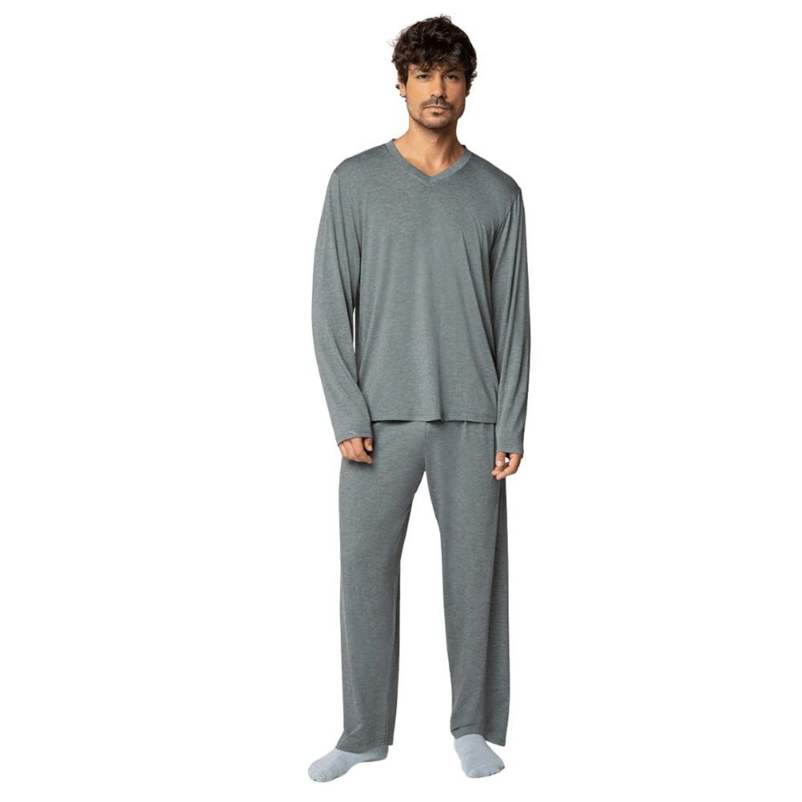 Pijama Longo Em Viscose Adulto Masculino Lupo 28613-001