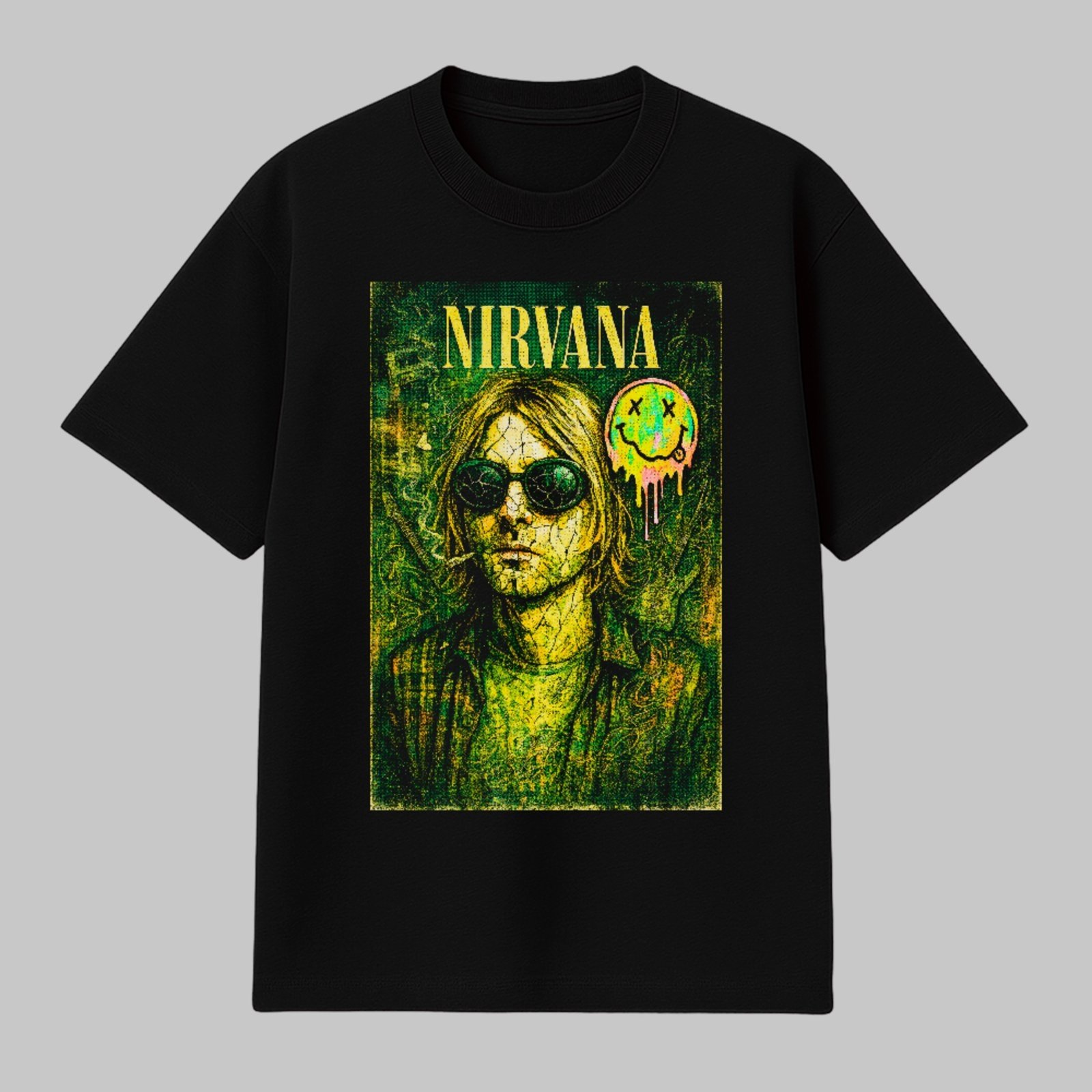 Camiseta Básica Nirvana Clássico Rock Grunge Cultura Anos 90 Unissex Preto