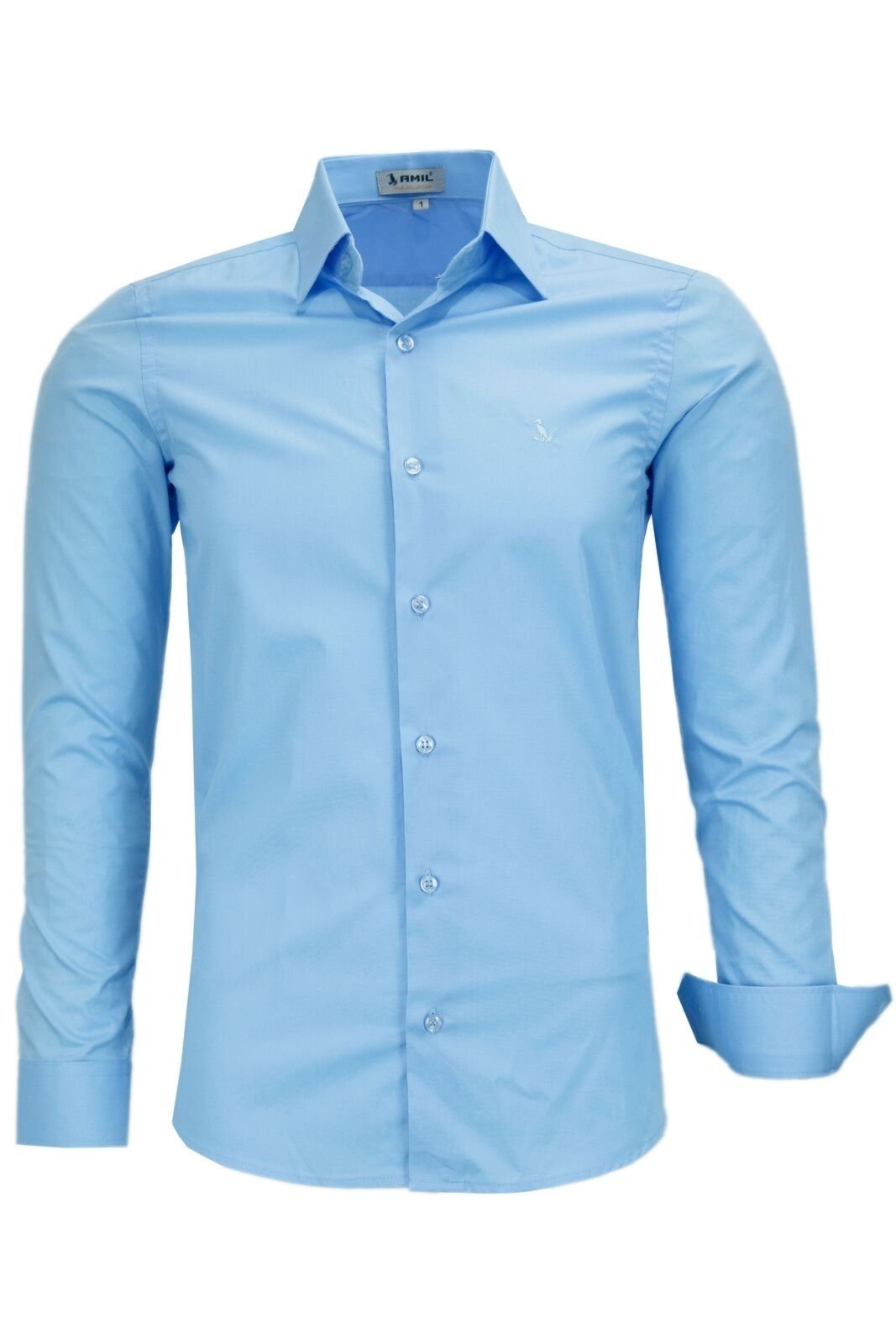 Camisa Social Manga Longa Slim Amil Liso Algodão 1796