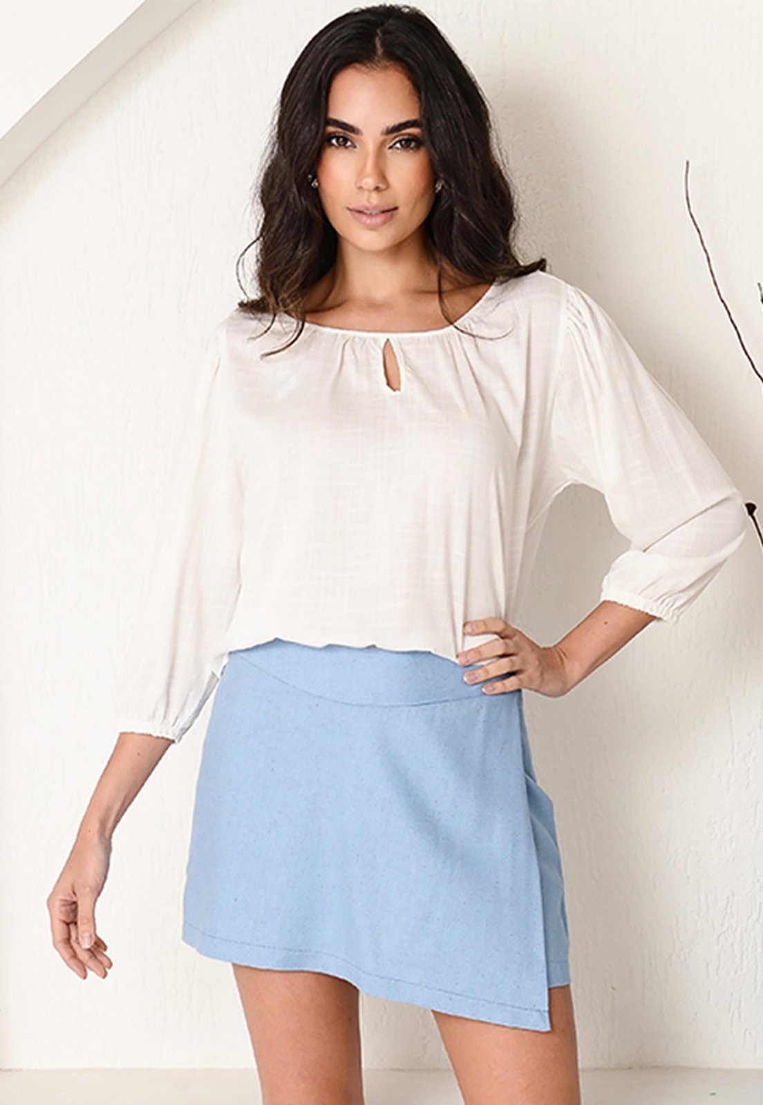 Shorts Saia com Bico B’Bonnie Karin Azul