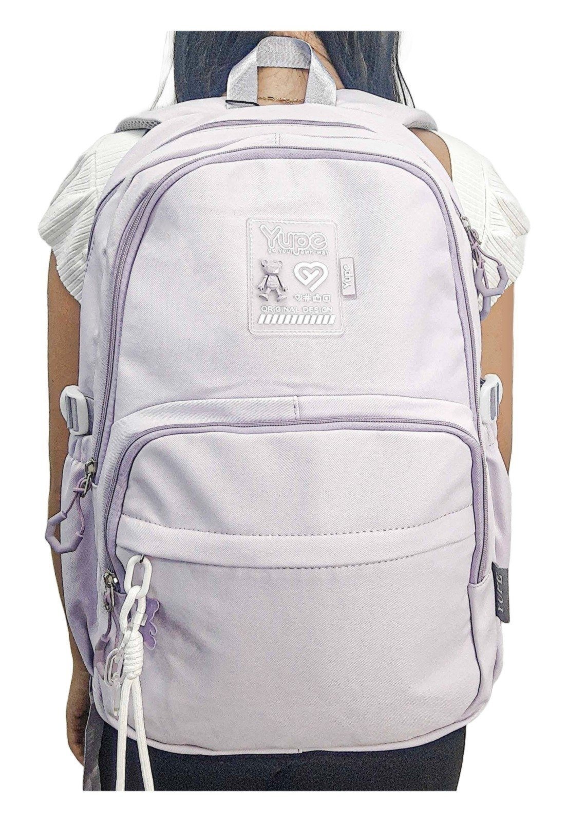 Vista 3 Infantil - Mochila Bolsa Yupe Escolar Reforçada Espaçosa Notebook Casual lilás YUPE lilás
