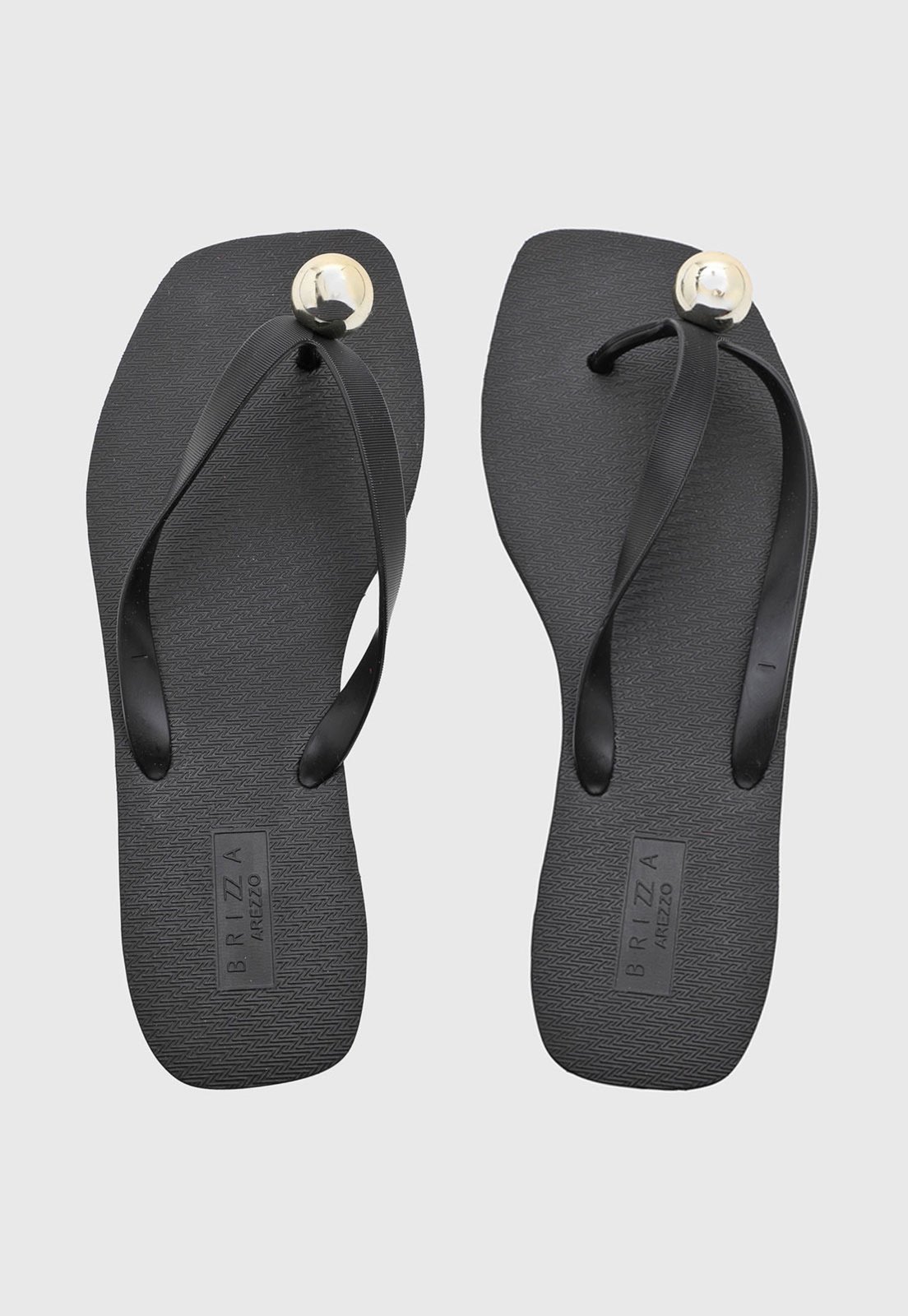 Chinelo Feminino Brizza Arezzo Tiras Detalhe Metálico Preto