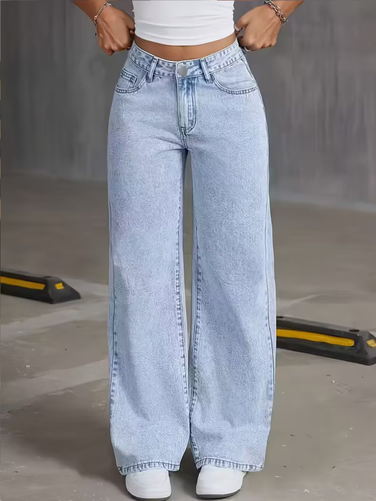 Calça Wide Leg Feminina Kovali Fashion Store Confortavel e Básica Tecido Premium Azul Clara