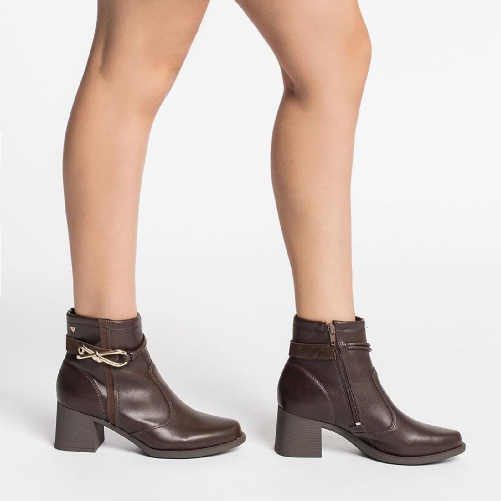 Bota Cano Curto Mississipi Fivela Feminina Café