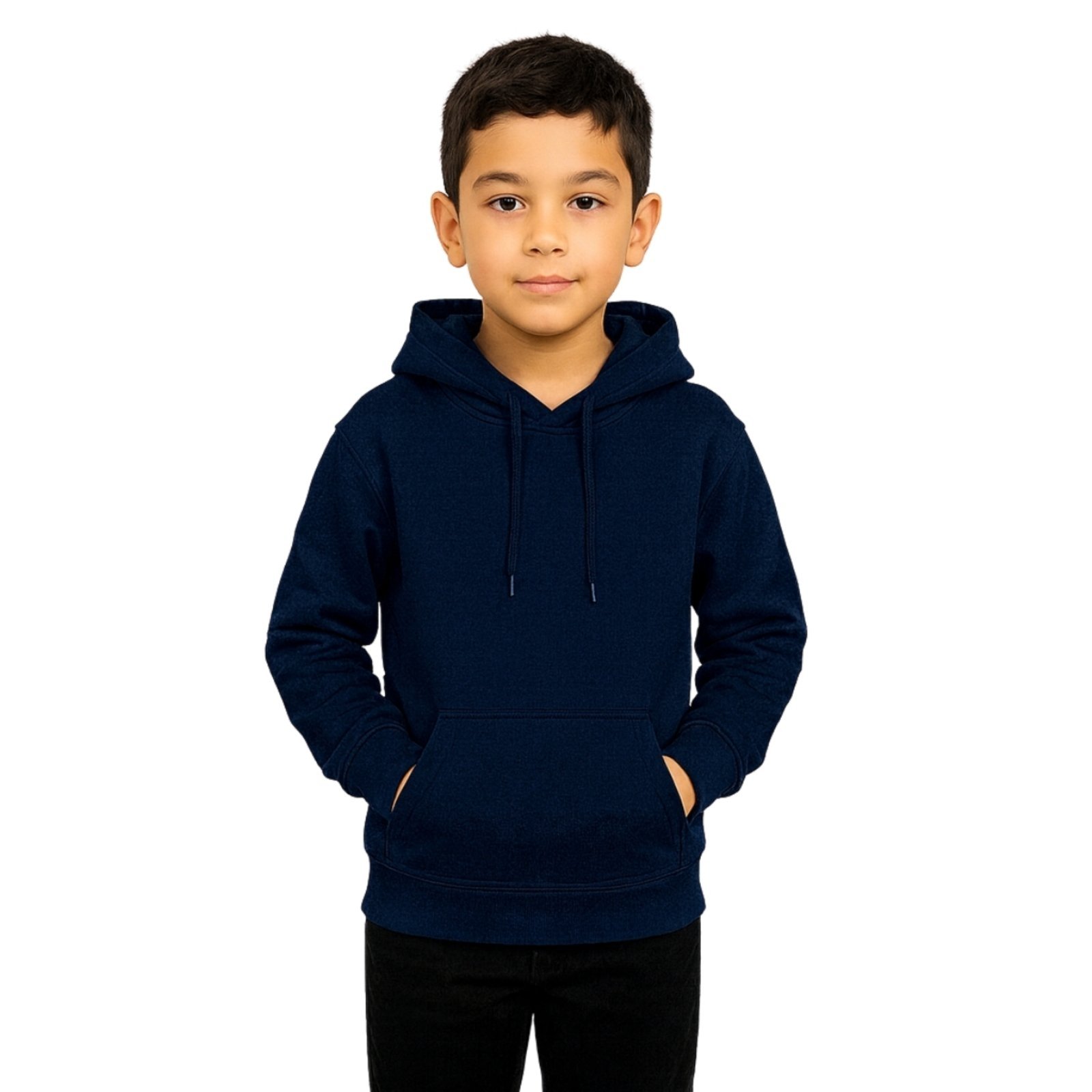 Infantil - Blusa de Moletom Casaco Liso Relaxado Canguru Com Capuz Macio Quente