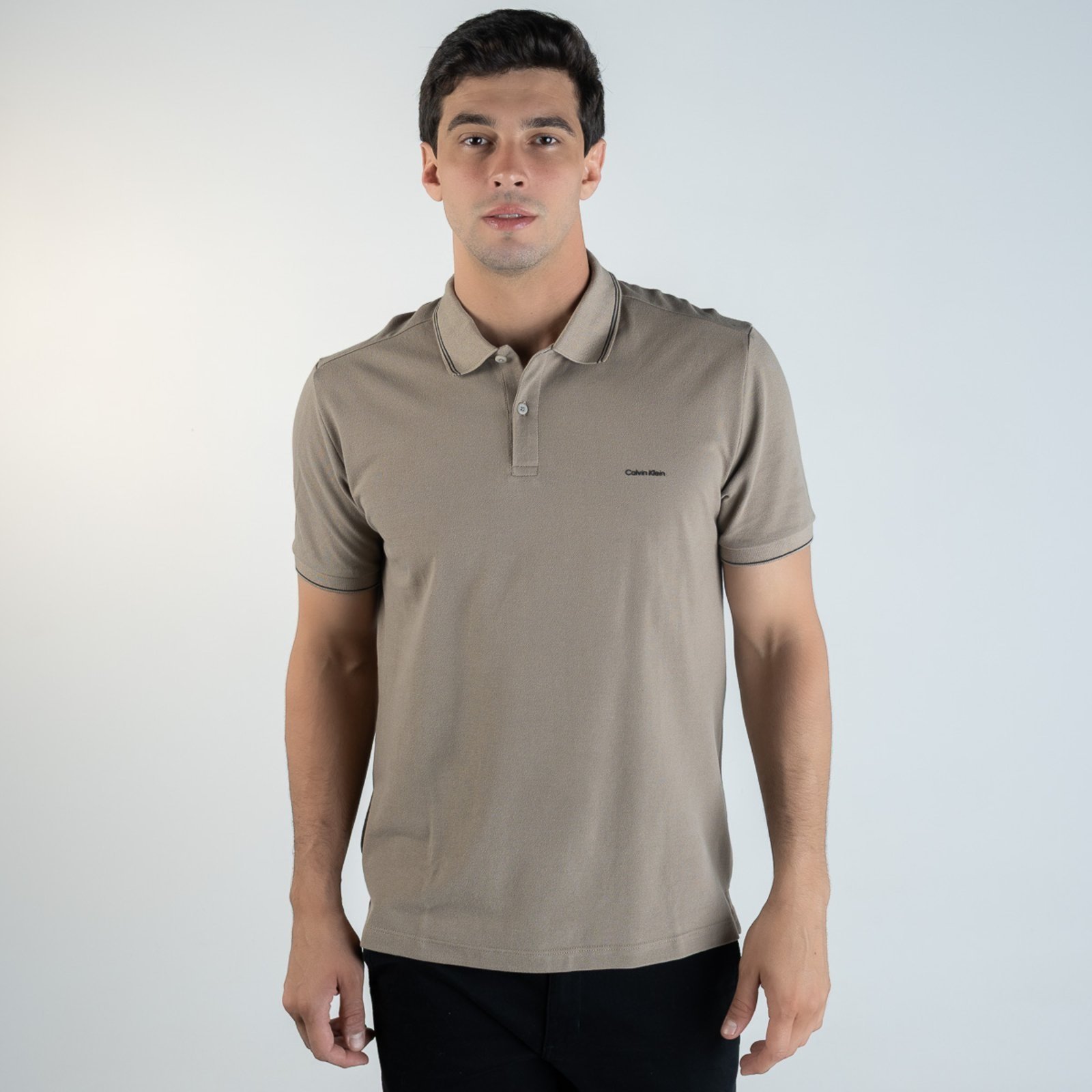 Camisa Polo Calvin Klein Frisos Khaki