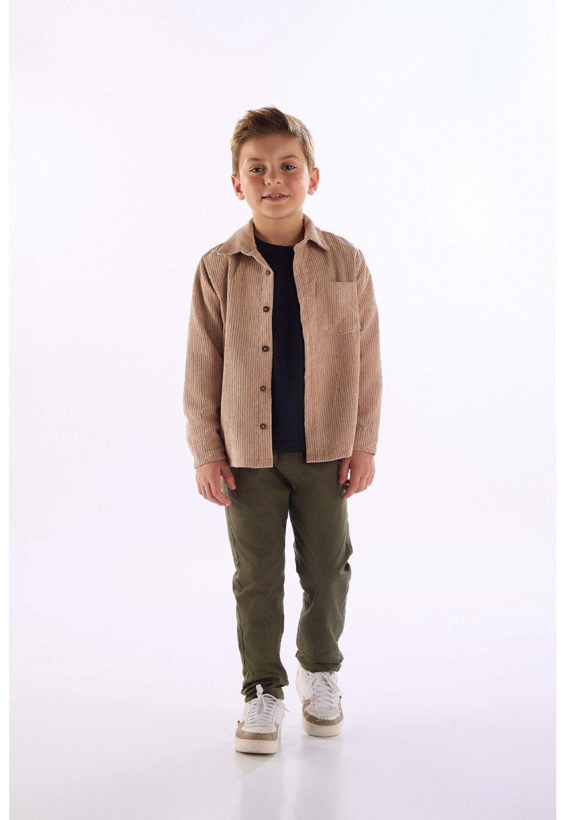 Infantil - Camisa para Menino Cotelê Quimby Bege