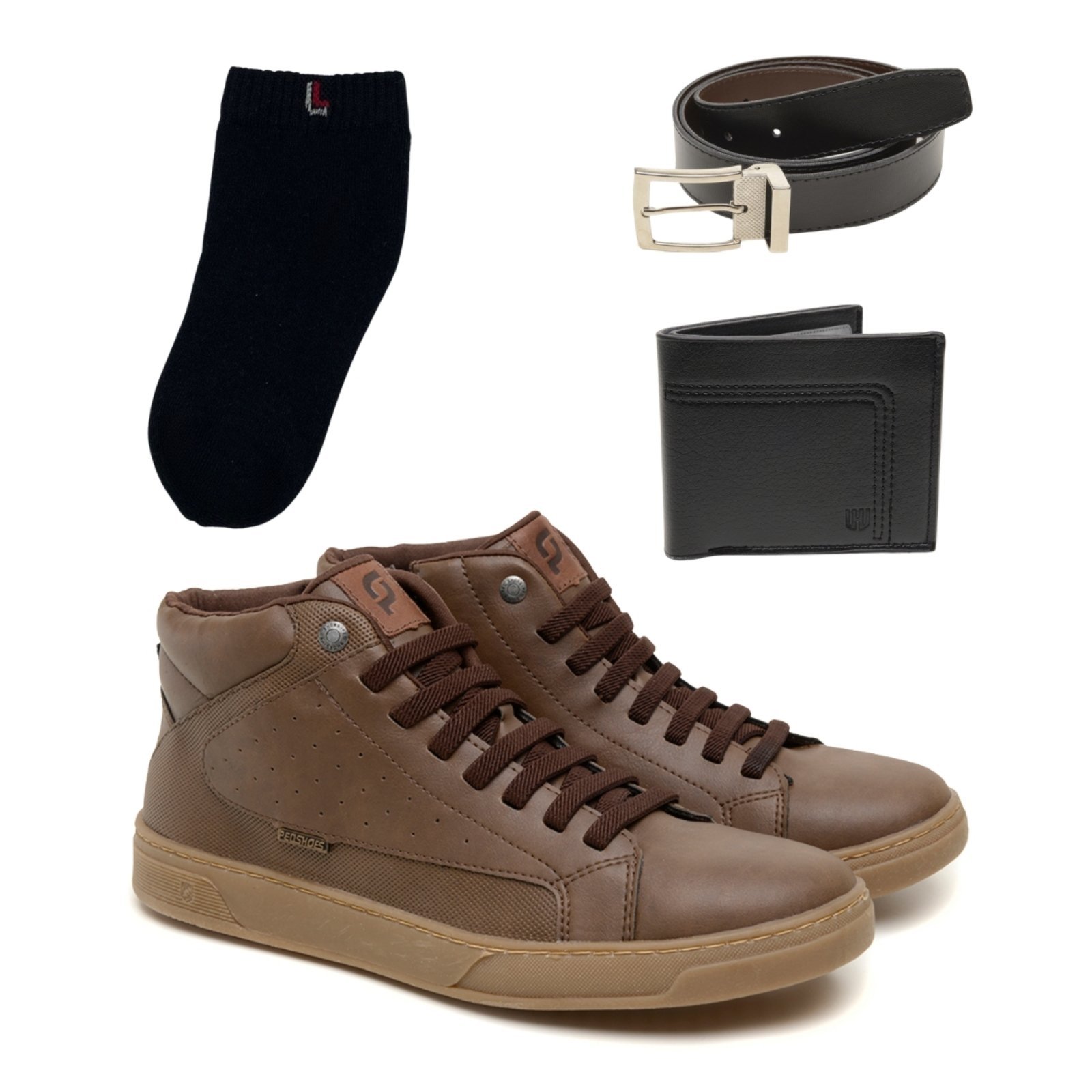 Tenis Sapatenis Masculino Casual Antiderrapante Moderno Com Cinto Carteira Meia