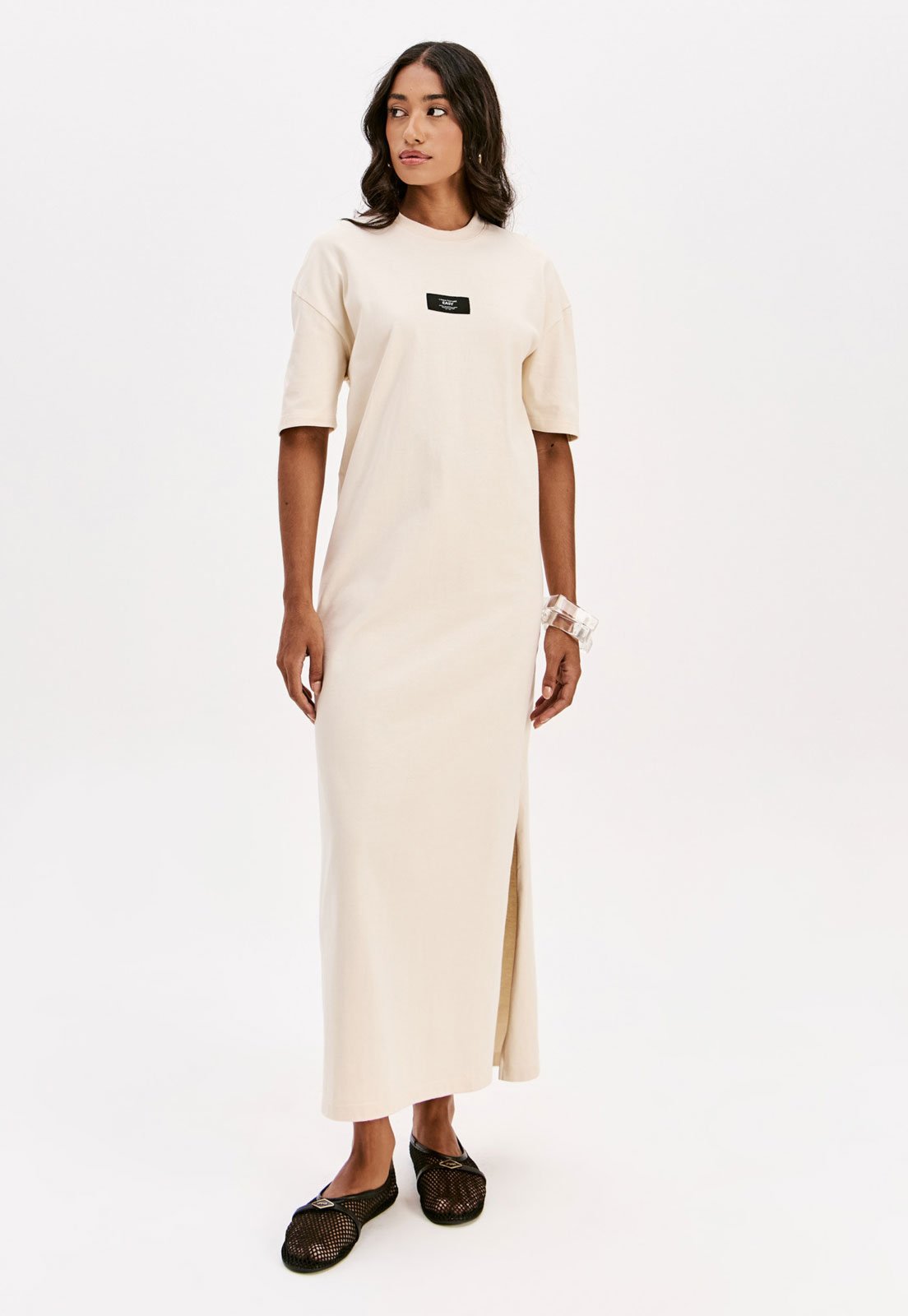 Vestido Lança Perfume Midi T Dress Logo Off-White