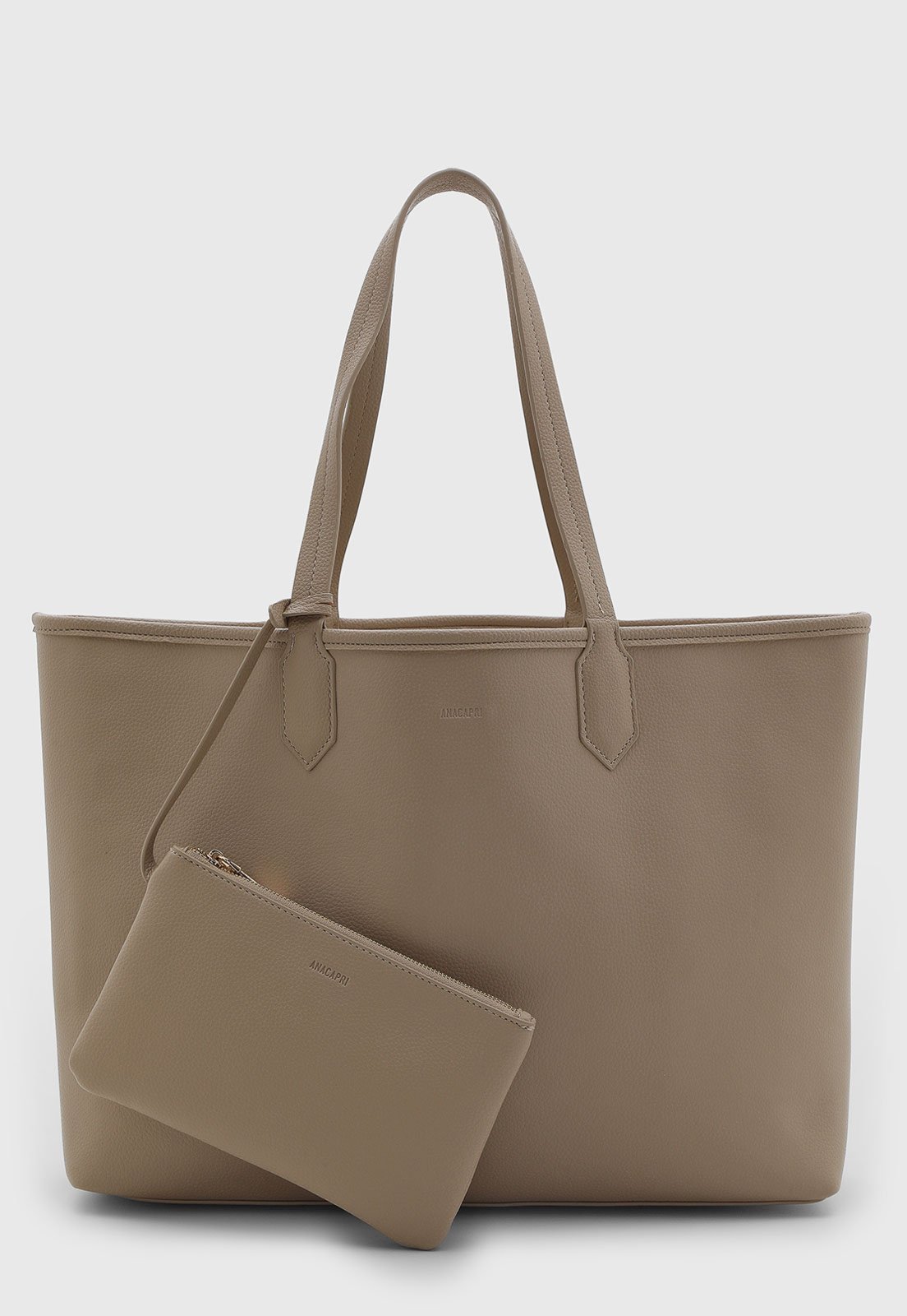Bolsa Feminina ANACAPRI Grande com Necessaire Bege
