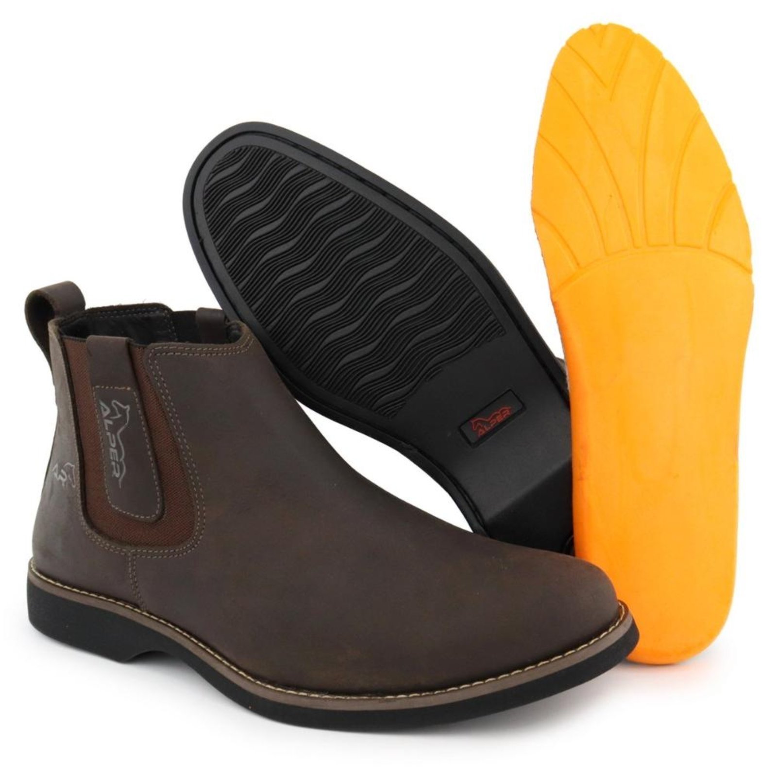 Bota Chelsea Masculina Solado em Borracha Confortável Marrom 37 Marrom