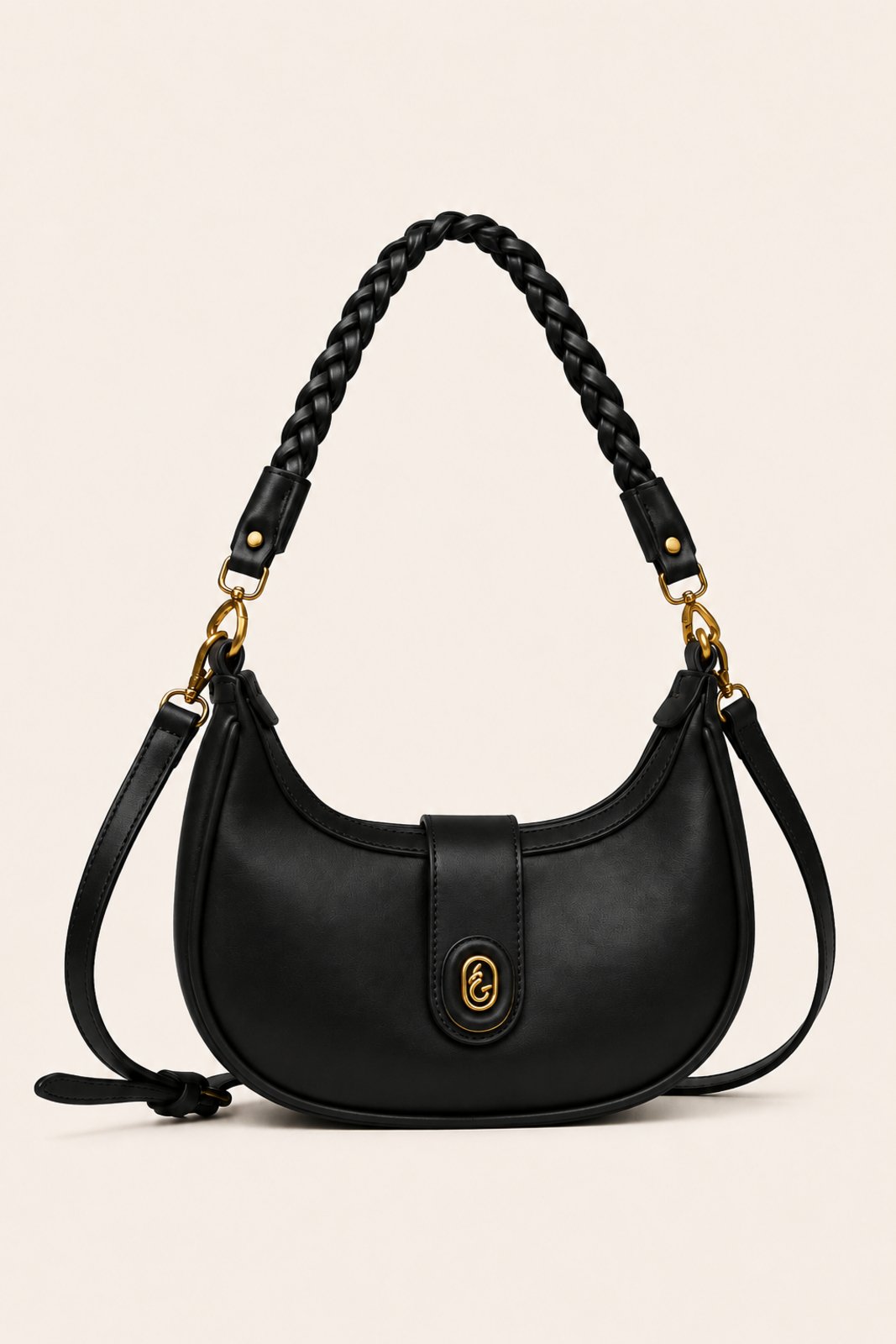 Bolsa Média Transversal D Bell Outlet Fashion Trançada Preto