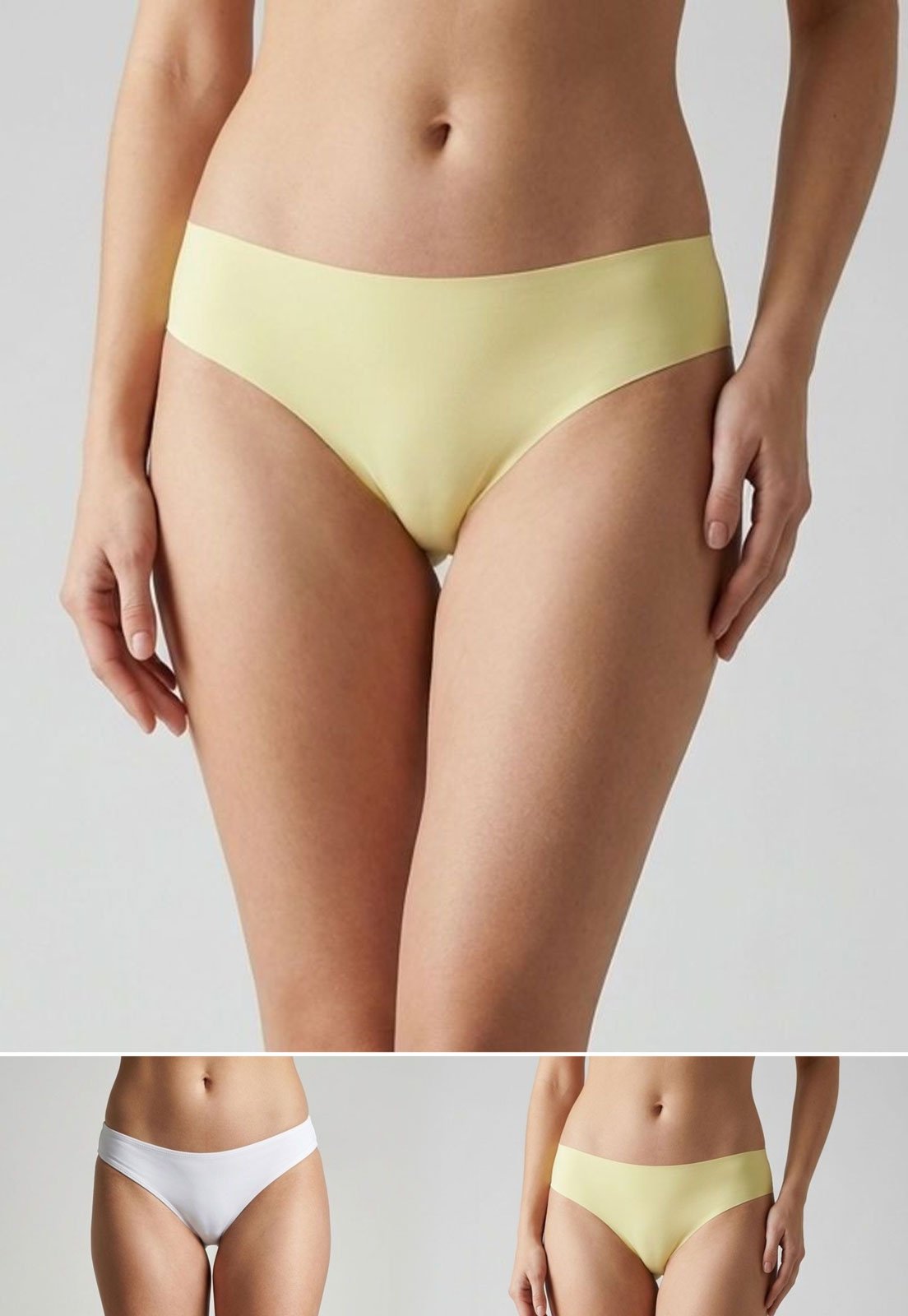 Vista 2 Kit 2 Calcinhas Biquíni Feminino Trifil Cintura Média Amarela e Branca amarelo TRIFIL amarelo