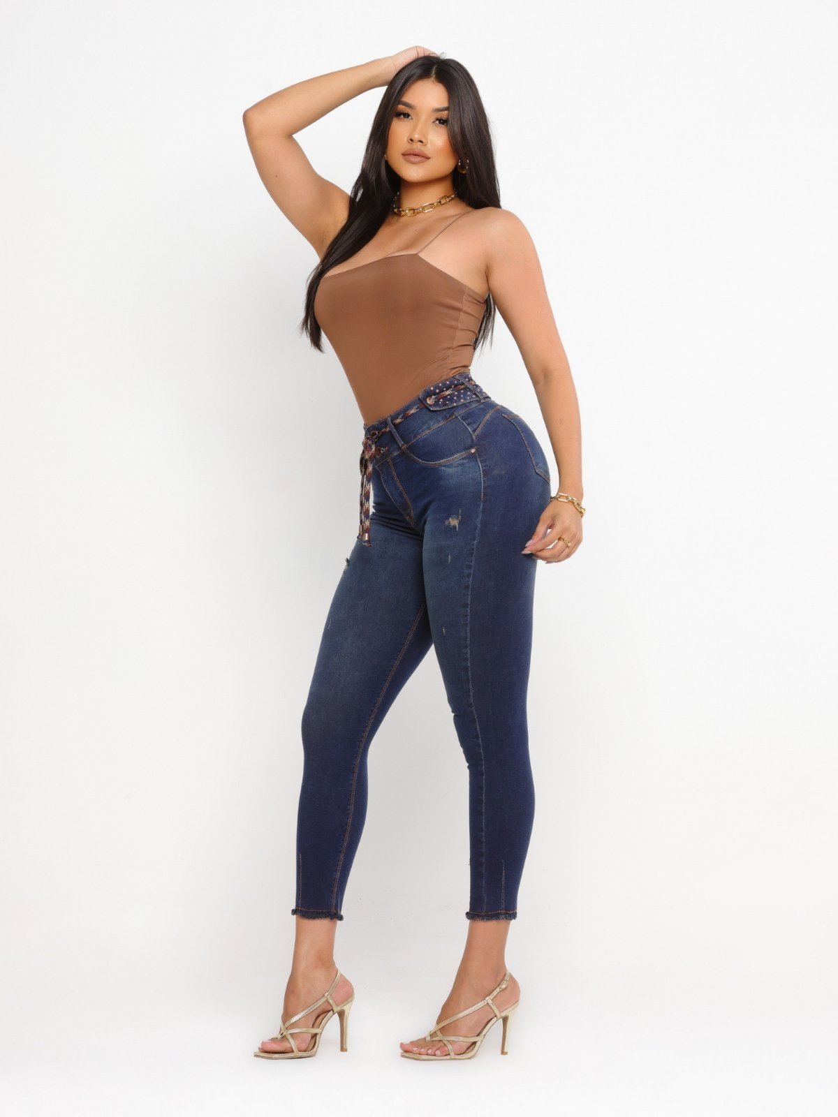 Calça Jeans Panicat Modeladora Feminina Empina Bumbum com Cinto – PN010060