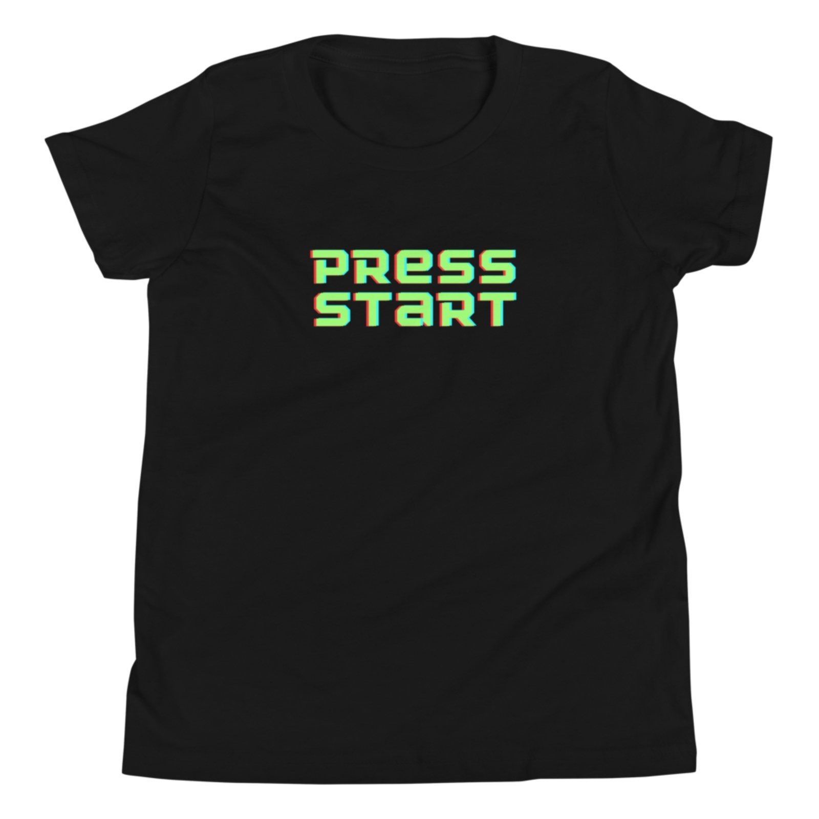 Infantil - Camiseta Blusa Manga Curta Urbania Algodão Preta Preto estampa press start