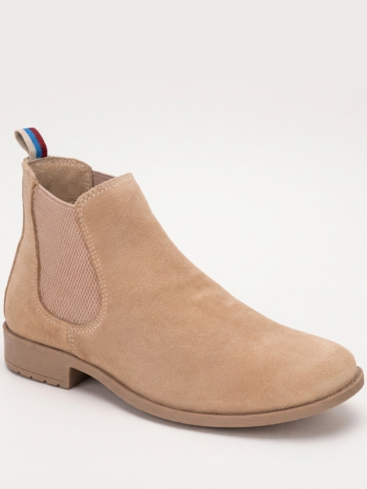 Bota Botina Masculina Chelsea Sapatofran em Camurça com Elástico Lateral Areia