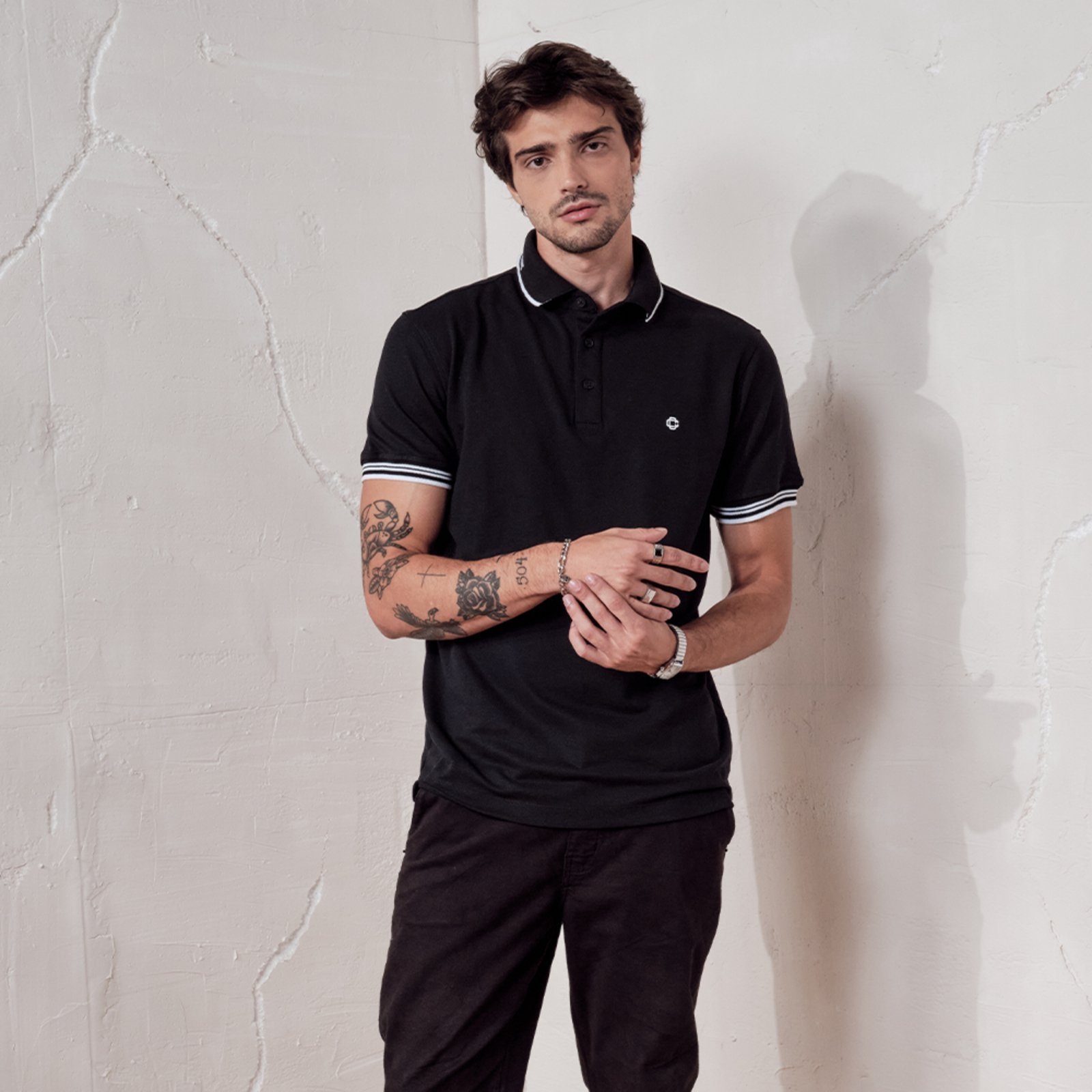 Camiseta Gola Polo Urban Tide Coca-Cola Jeans Preto Deep
