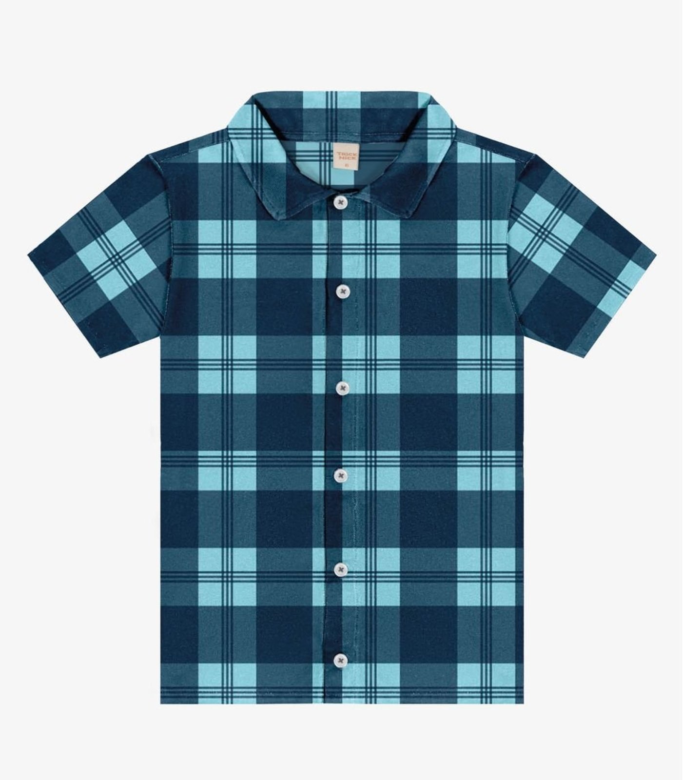 Infantil – Camisa Xadrez Manga Curta Trick Nick Azul