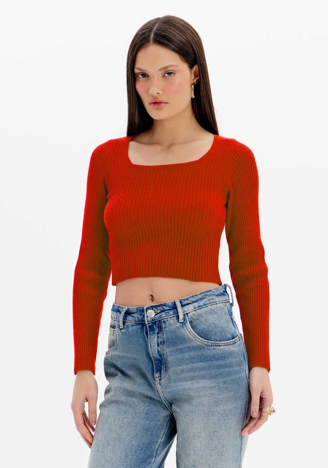 Blusa Tricot Cropped Manga Longa My Favorite Things
