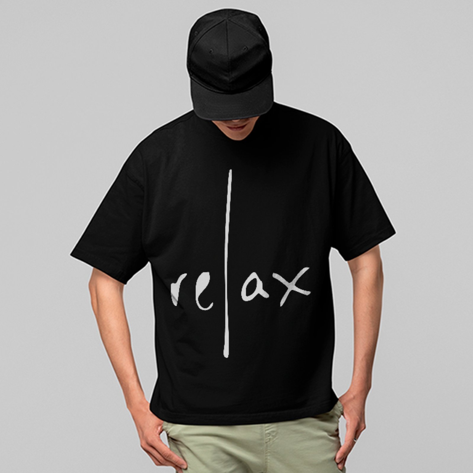 Camiseta Oversized Relax Estampa Moderna Street Unissex Preto