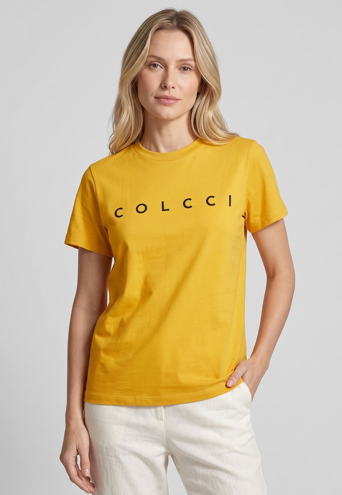 Camiseta Feminina Colcci Estampa Lettering Amarela